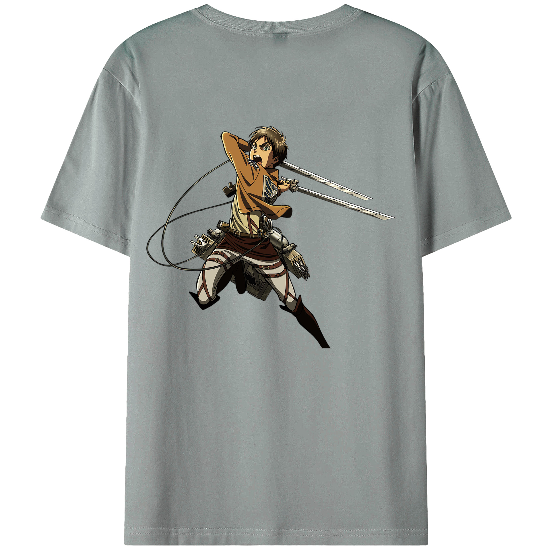 （画像用） 進撃の巨人 エレン･イェーガー Attack on Titan Eren Jäger 綿100％ メンズ半袖Tシャツ（バックプリント） 通気性
